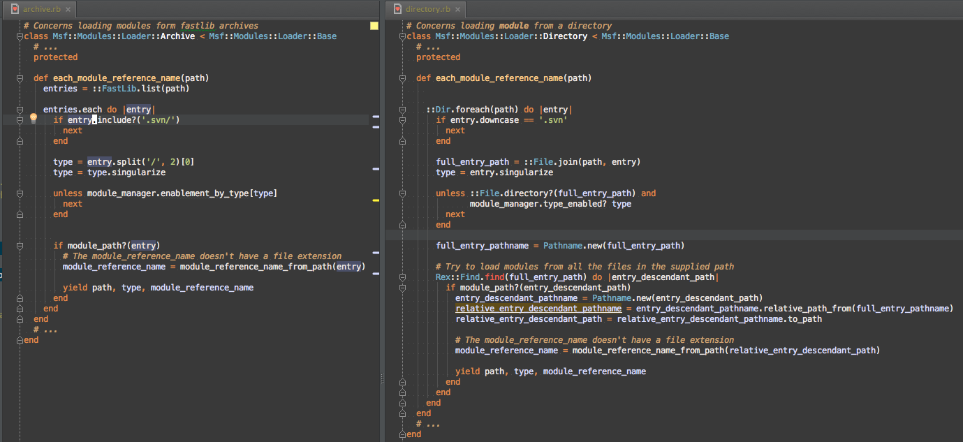 `Msf::Modules::Loader::Archive#each_module_reference_name` vs `Msf::Module::Loader::Directory#each_module_reference_name`